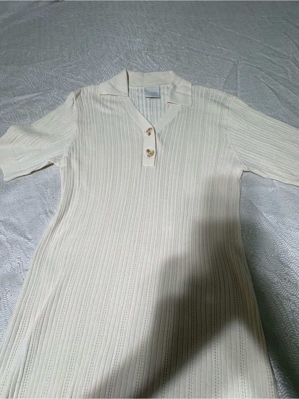 VARLEY Cream Knit Polo Dress with Button Placket Size M